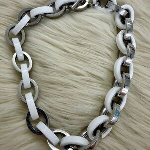 Henri Bendel White and Silver Link Necklace